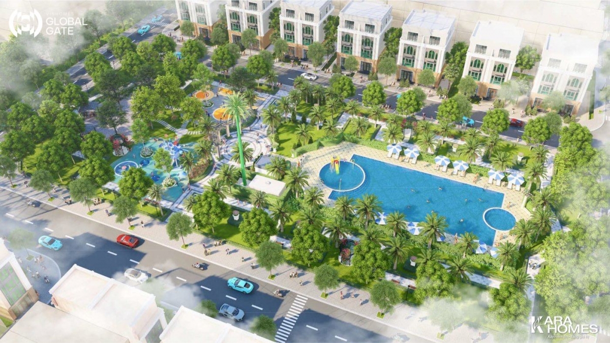Phối cảnh công viên Boutique Park phân khu Thịnh Vượng tại Vinhomes Global Gate (Cổ Loa)