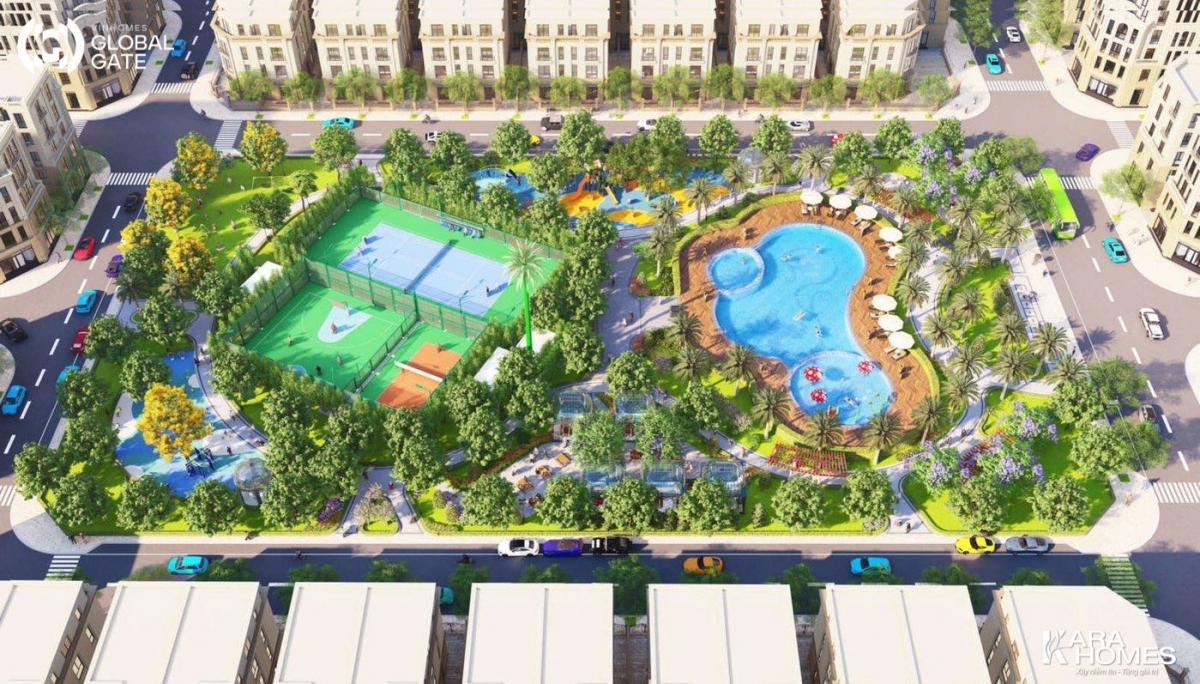 Phối cảnh công viên Rose Park phân khu Tinh Hoa tại Vinhomes Global Gate (Cổ Loa)