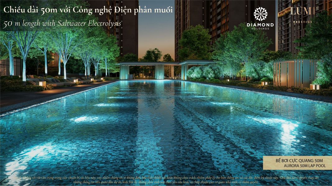 Bể bơi cực quang dài 50m